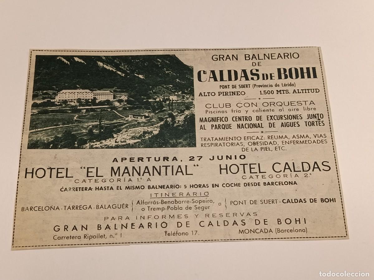 Coleccionismo de revistas y peri&oacute;dicos: Publicidad Antigua Gran Balneario de Caldas de Boh&iacute; (L&eacute;rida) A&ntilde;os 50. Hoteles y Turismo Pirineo.