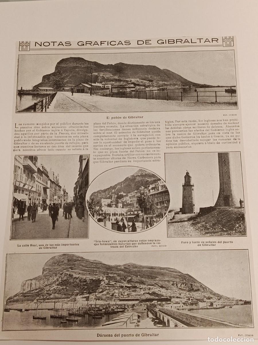 Coleccionismo de revistas y peri&oacute;dicos: Hoja Original Revista C. 1918: Gibraltar - Main Street (Calle Real), Irish Town, Puerto y Faro. Foto