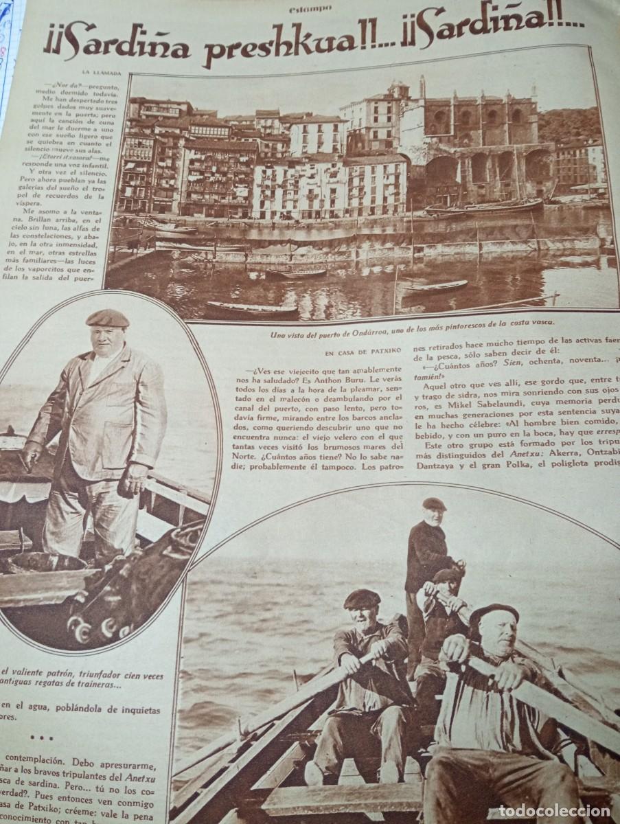 Coleccionismo de revistas y peri&oacute;dicos: REVISTA A&Ntilde;O 1929 PESCA DE LA SARDINA EN ONDARROA PUERTO Y MERCADO CENTRAL DE VALENCIA