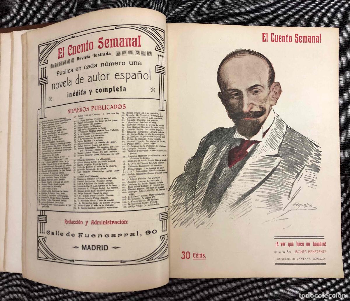 Coleccionismo de revistas y peri&oacute;dicos: EL CUENTO SEMANAL NUMEROS 110 AL 142 EN UN TOMO. A&Ntilde;O 1909