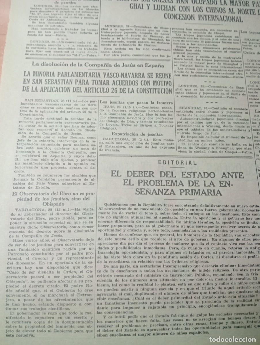 Coleccionismo de revistas y peri&oacute;dicos: RECORTE DE PRENSA A&Ntilde;O 1932 DISOLUCION DE LA COMPA&Ntilde;IA DE JESUS OBSERVATORIO DEL EBRO ES DEL OBISPADO
