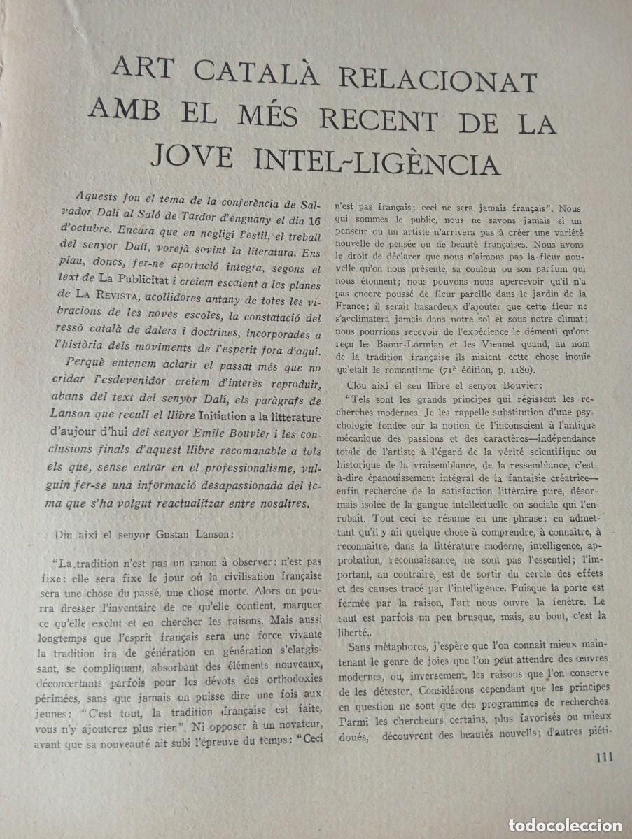Coleccionismo de revistas y peri&oacute;dicos: REVISTA A&Ntilde;O 1928 EL ARTE CATALAN ES ANACRONICO Y TIENE UN ESPIRITU PUTREFACTO SEGUN SALVADOR DALI