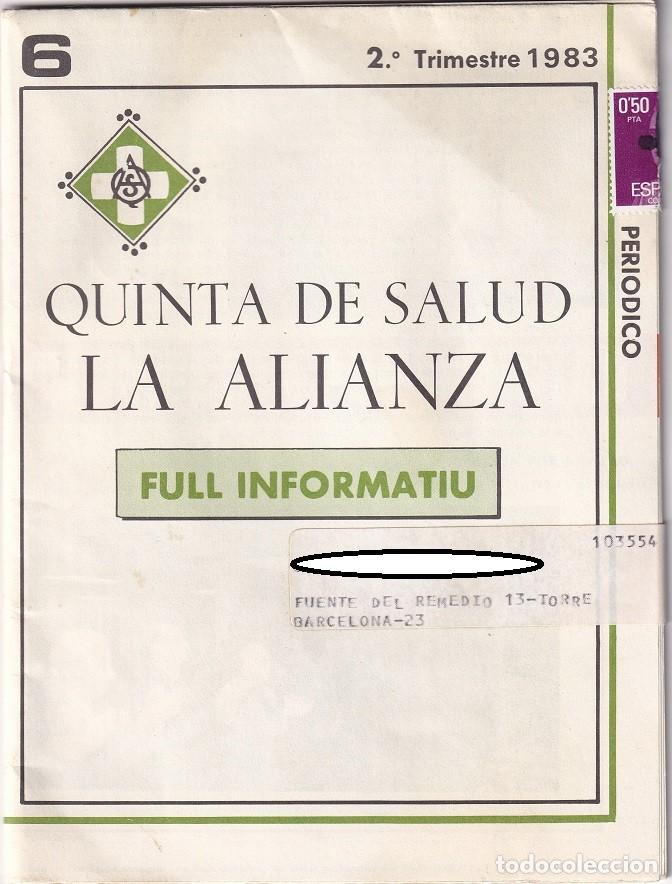 Coleccionismo de revistas y peri&oacute;dicos: Quinta de Salud La Alianza - Full informatiu - 2&ordm; Trimestre 1983 - N&ordm; 6 - Sin abrir