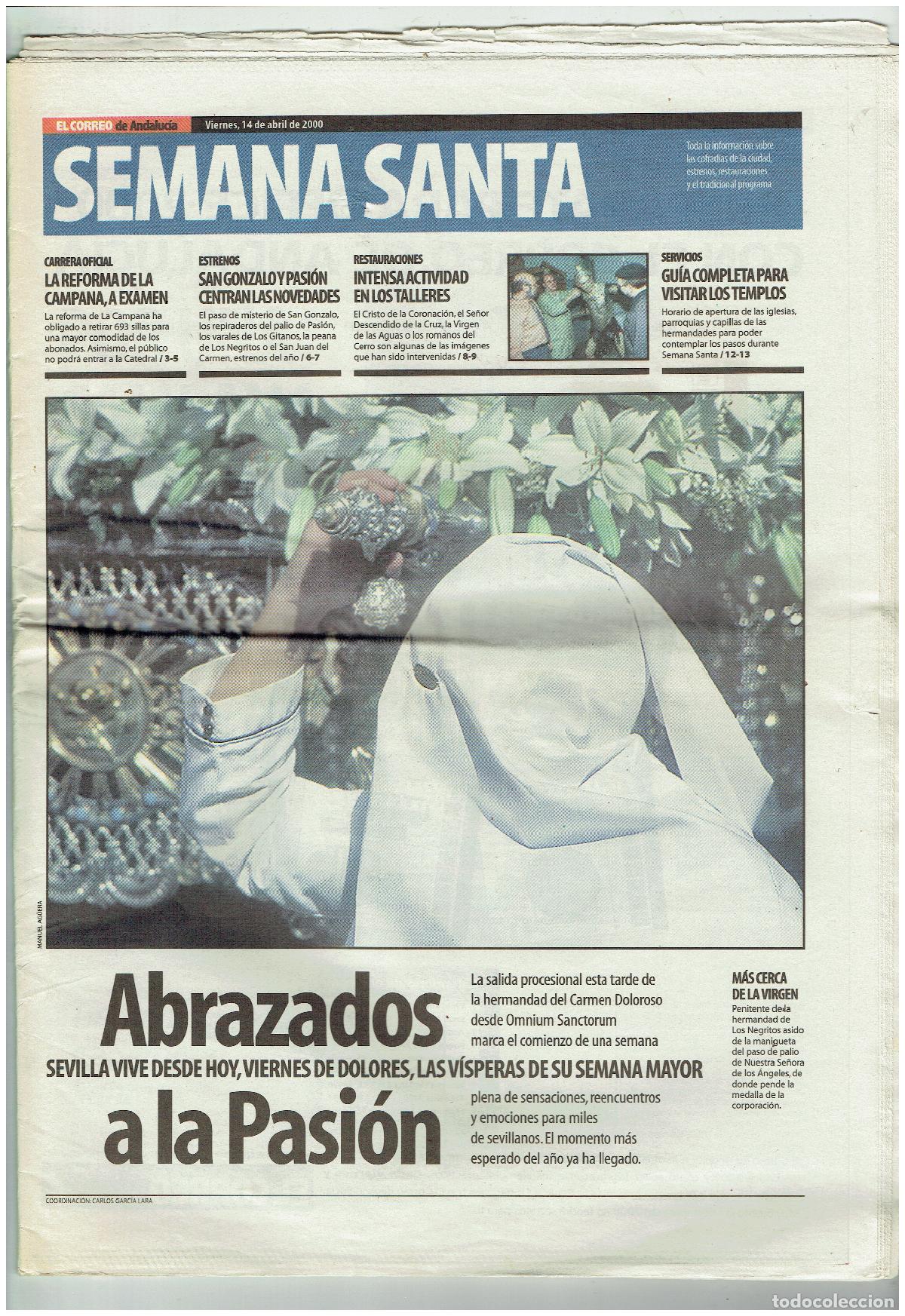Collezionismo di Riviste e Giornali: EL CORREO DE ANDALUC&Iacute;A. SEMANA SANTA, 2000. ABRAZADOS A LA PASI&Oacute;N. (ST/C40)