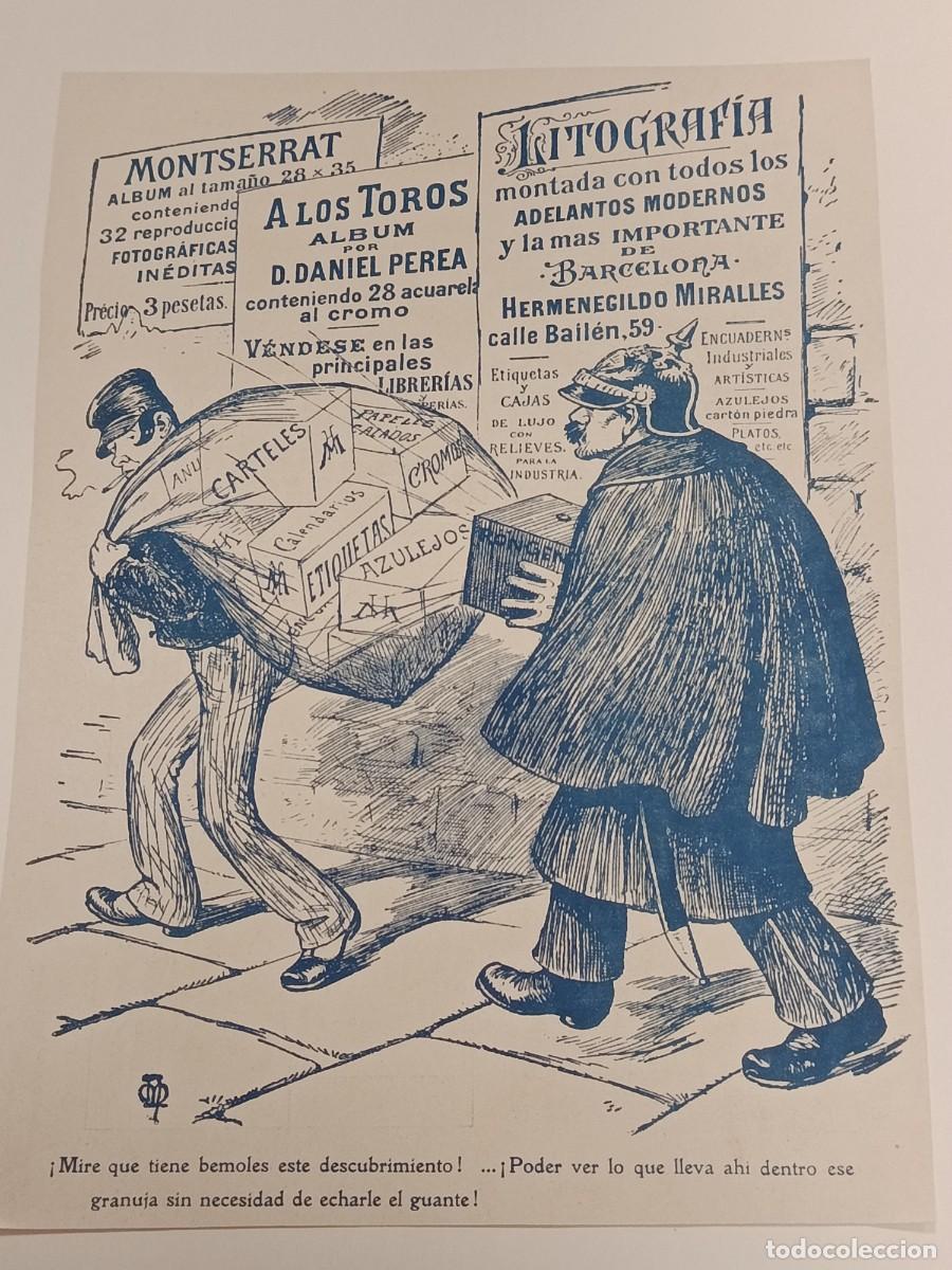 Coleccionismo de revistas y peri&oacute;dicos: Publicidad Modernista c. 1901: Litograf&iacute;a Hermenegildo Miralles (Barcelona). &rdquo;A los Toros&rdquo; de Perea.