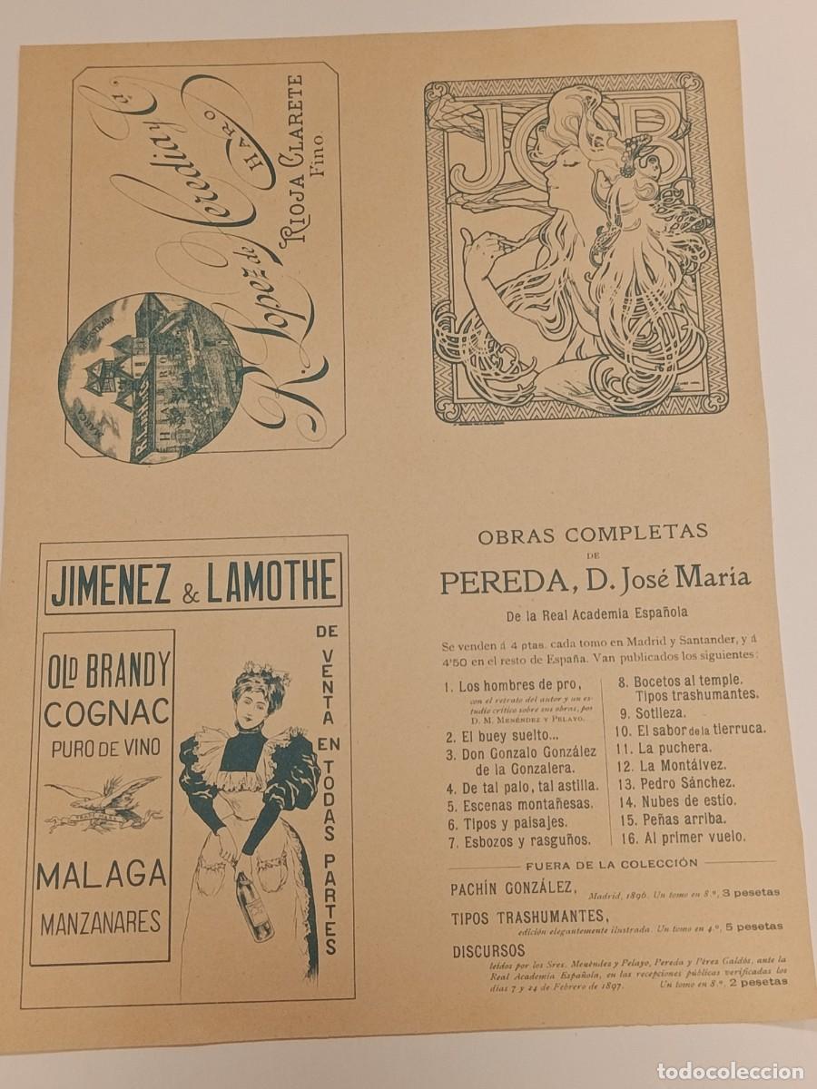 Coleccionismo de revistas y peri&oacute;dicos: Publicidad Modernista c. 1900: Papel de Fumar JOB (Mucha) - Rioja L&oacute;pez de Heredia - Brandy M&aacute;laga L