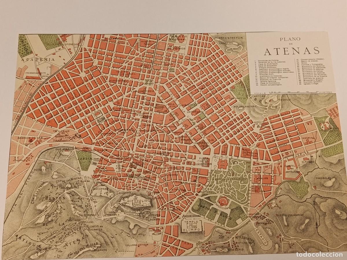 Collection Magazines and Newspapers: Plano Urbano Original de Enciclopedia (1945): Atenas &mdash; Con &Iacute;ndice de Monumentos y Acr&oacute;polis.