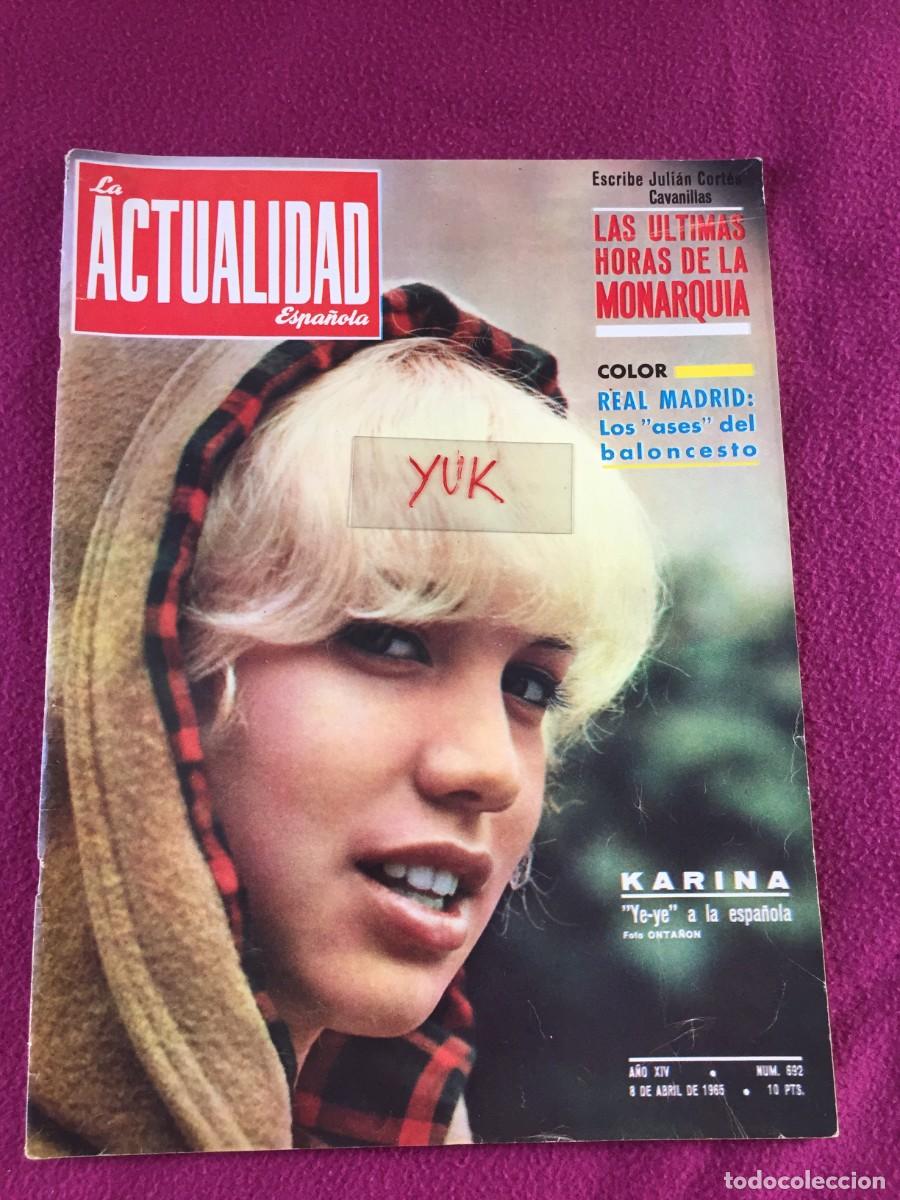 Coleccionismo de revistas y peri&oacute;dicos: LA ACTUALIDAD ESPA&Ntilde;OLA 1965 KARINA - REAL MADRID BALONCESTO - Publicidad CERVEZA SAN MIGUEL ...