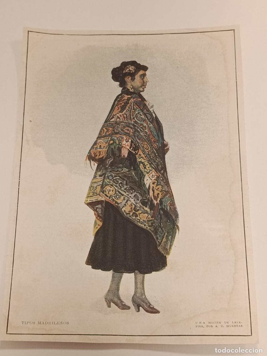 Coleccionismo de revistas y peri&oacute;dicos: Ilustraci&oacute;n Original de &Eacute;poca a Color:Tipos Madrile&ntilde;os, Chulapa con Mant&oacute;n de Manila. A.D&iacute;az Huertas