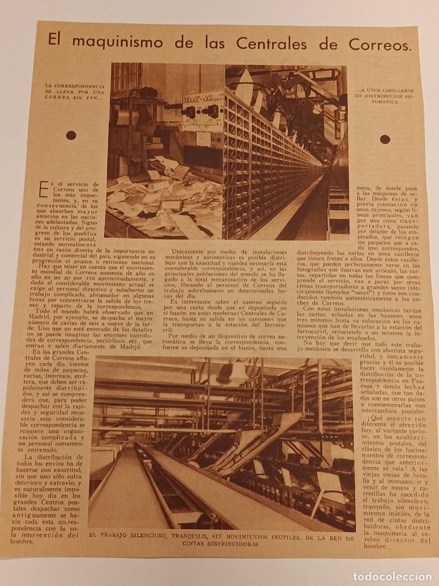 Coleccionismo de revistas y peri&oacute;dicos: Reportaje Industrial A&ntilde;os 30: &rdquo;El Maquinismo de las Centrales de Correos&rdquo;. Historia Postal. Madrid.