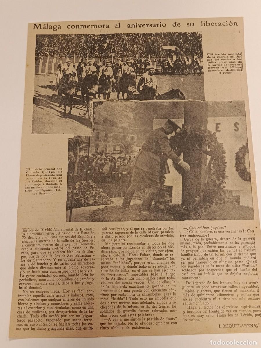 Coleccionismo de revistas y peri&oacute;dicos: Guerra Civil 1938: M&aacute;laga Aniversario Liberaci&oacute;n - General Queipo de Llano (Fotos Serrano)