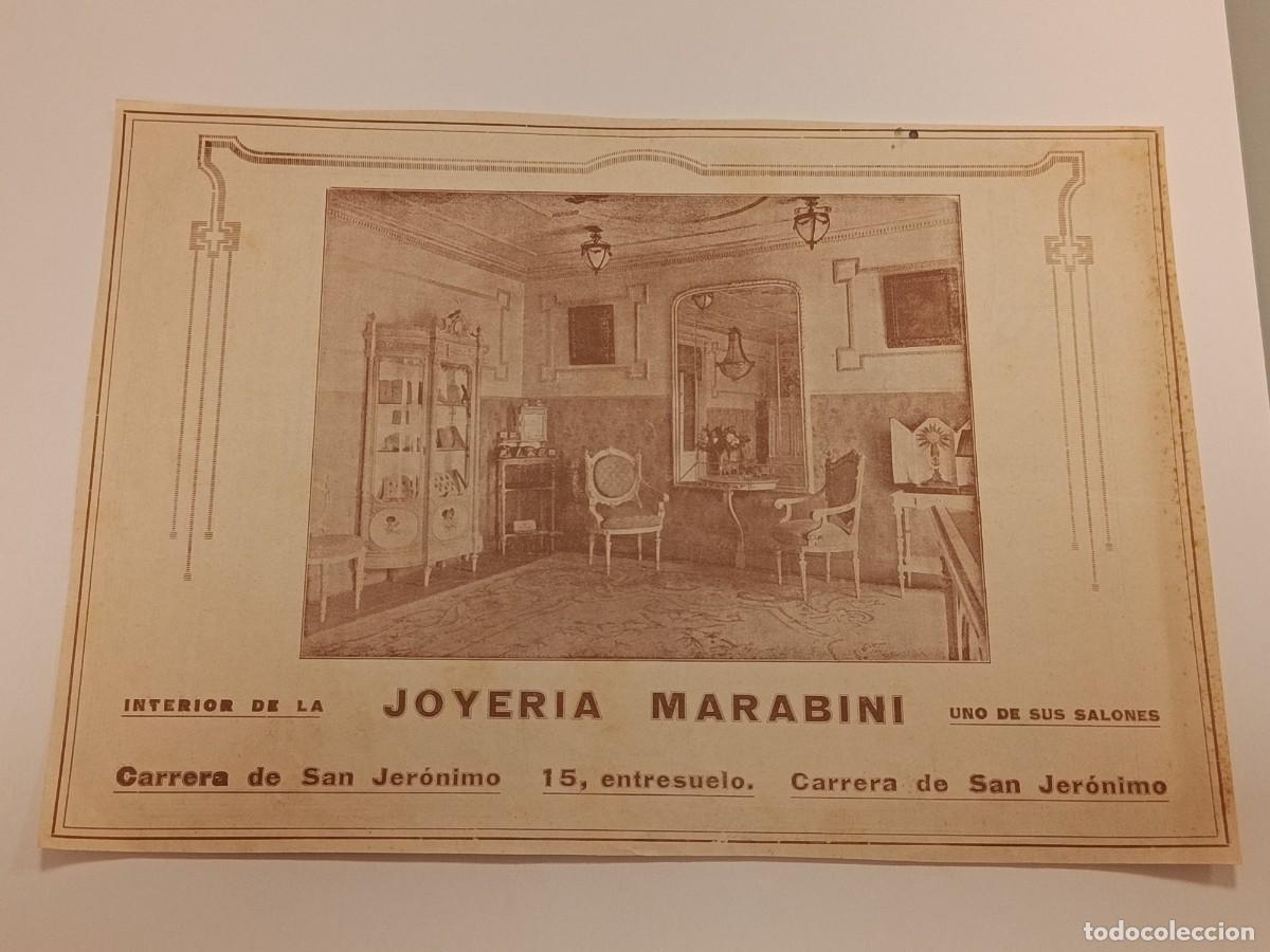 Coleccionismo de revistas y peri&oacute;dicos: Publicidad Antigua c. 1920: Joyer&iacute;a Marabini (Madrid) - Carrera de San Jer&oacute;nimo. Foto de Sal&oacute;n de Lu