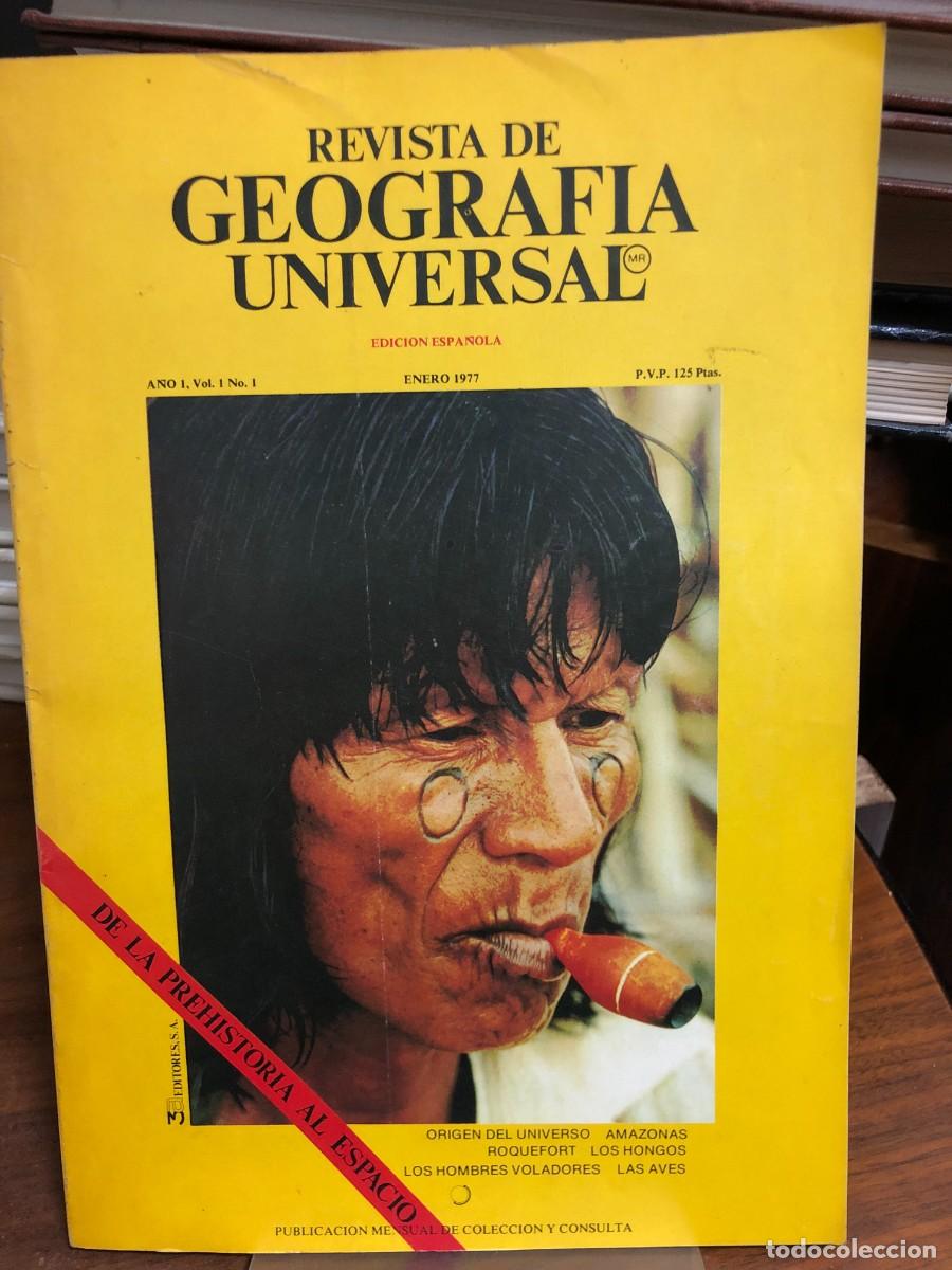 Coleccionismo de revistas y peri&oacute;dicos: Revista de Geograf&iacute;a Universal Enero 1977: Prehistoria al espacio, Amazonas, aves, hongos.