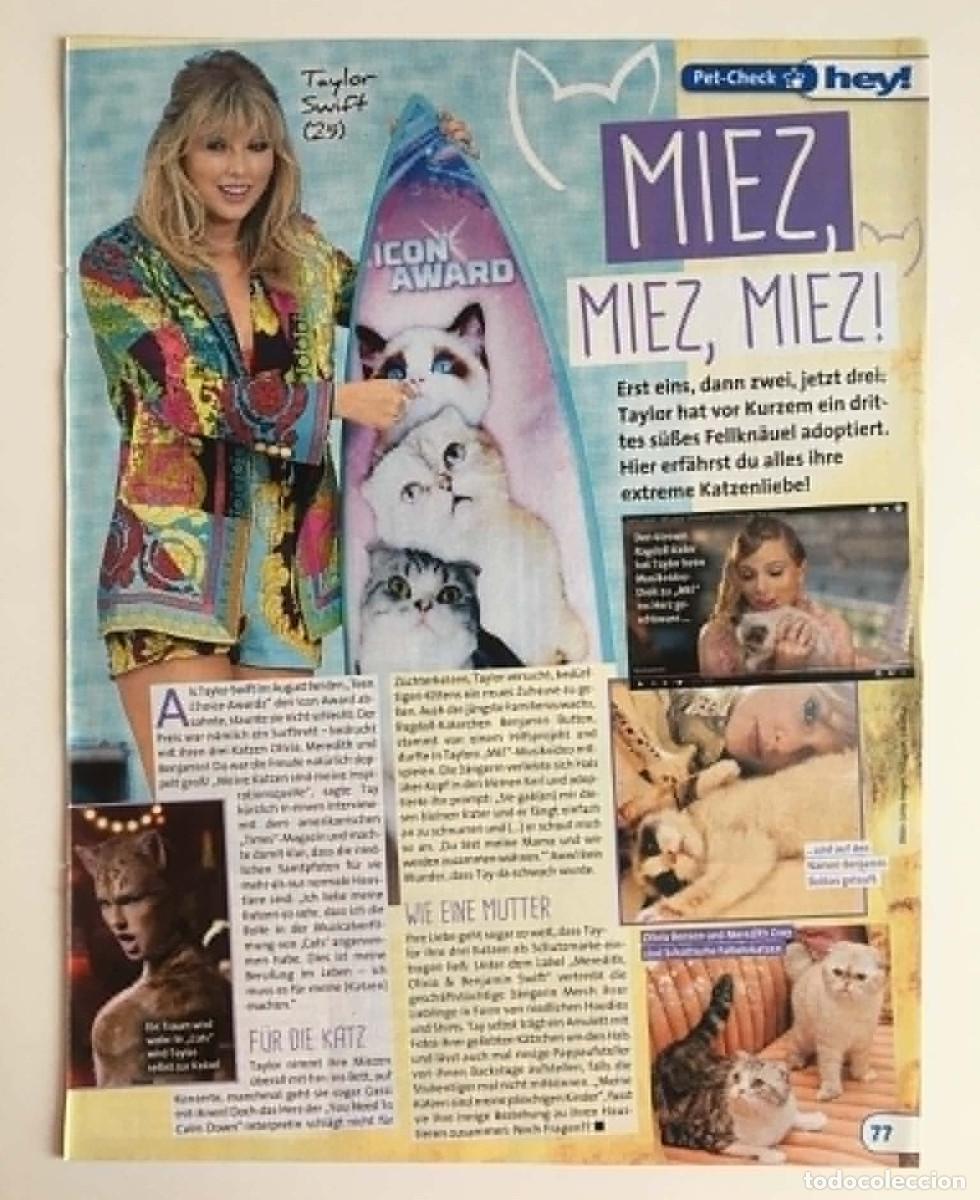 Collezionismo di Riviste e Giornali: Taylor Swift Pet-Check Cats Olivia Meredith Benjamin Button Clipping A4 - Hey! Magazine Germany Rare