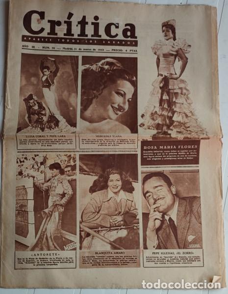 Collectionnisme de Revues et Journaux: REVISTA CRITICA A&Ntilde;O 1953, PEPE IGLESIAS EL ZORRO, ANTO&Ntilde;ETE, CARMEN SEVILLA, EL DIAMANTE NEGRO, AFFAI