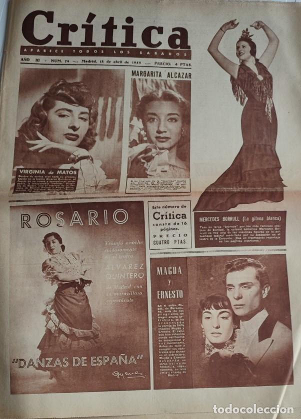 Coleccionismo de revistas y peri&oacute;dicos: REVISTA CRITICA A&Ntilde;O 1953, MERCEDES BORRULL LA GITANA BLANCA, MARGARITA ALCAZAR, VIRGINIA DE MATOS,