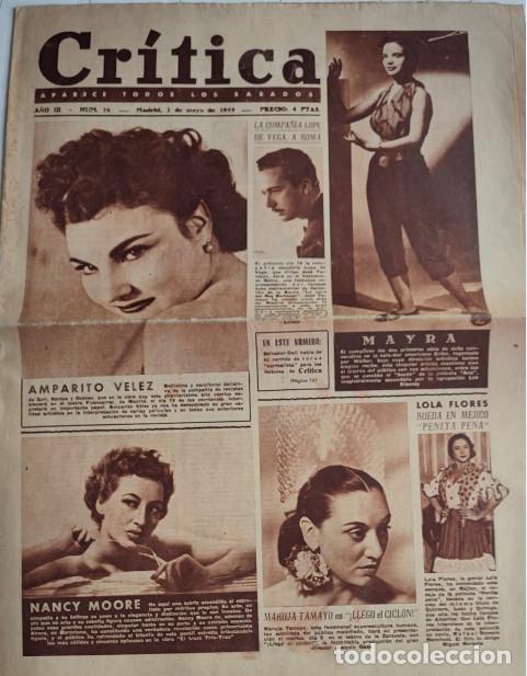Collection Magazines and Newspapers: REVISTA CRITICA A&Ntilde;O 1953, LOLA FLORES, SALVADOR DALI, MAYRA, TORERAS, AMPARITO VELEZ, MARY CARMEN, 1