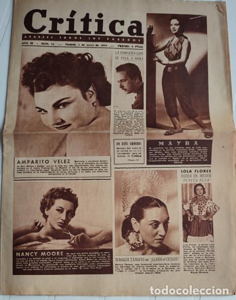 Coleccionismo de revistas y peri&oacute;dicos: REVISTA CRITICA A&Ntilde;O 1953, LOLA FLORES, SALVADOR DALI, MAYRA, TORERAS, AMPARITO VELEZ, MARY CARMEN, 2