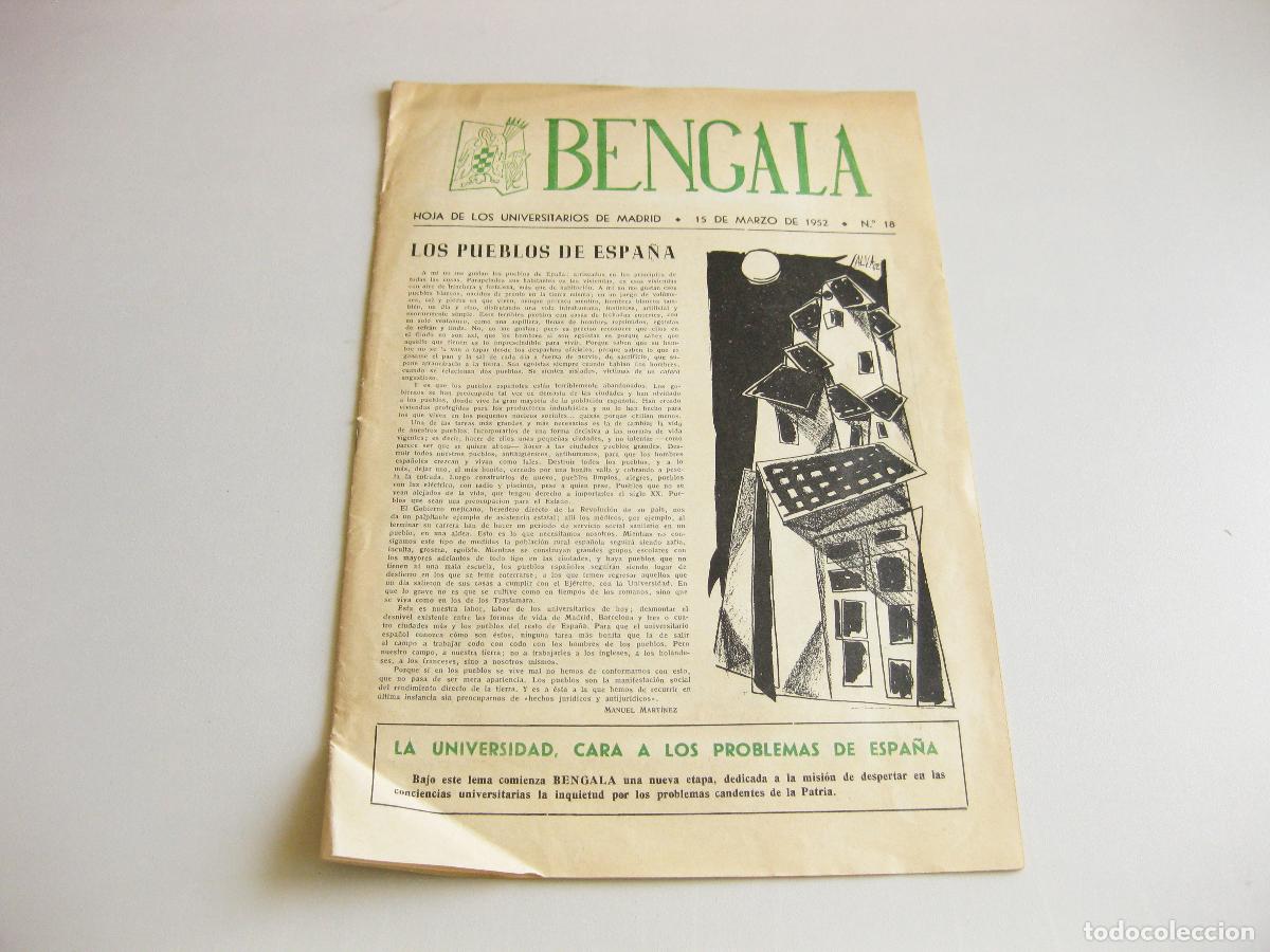 Coleccionismo de revistas y peri&oacute;dicos: REVISTA BENGALA. HOJA DE LOS UNIVERSITARIOS DE MADRID N&ordm; 18. 1952. LOS PUEBLOS DE SPA&Ntilde;A