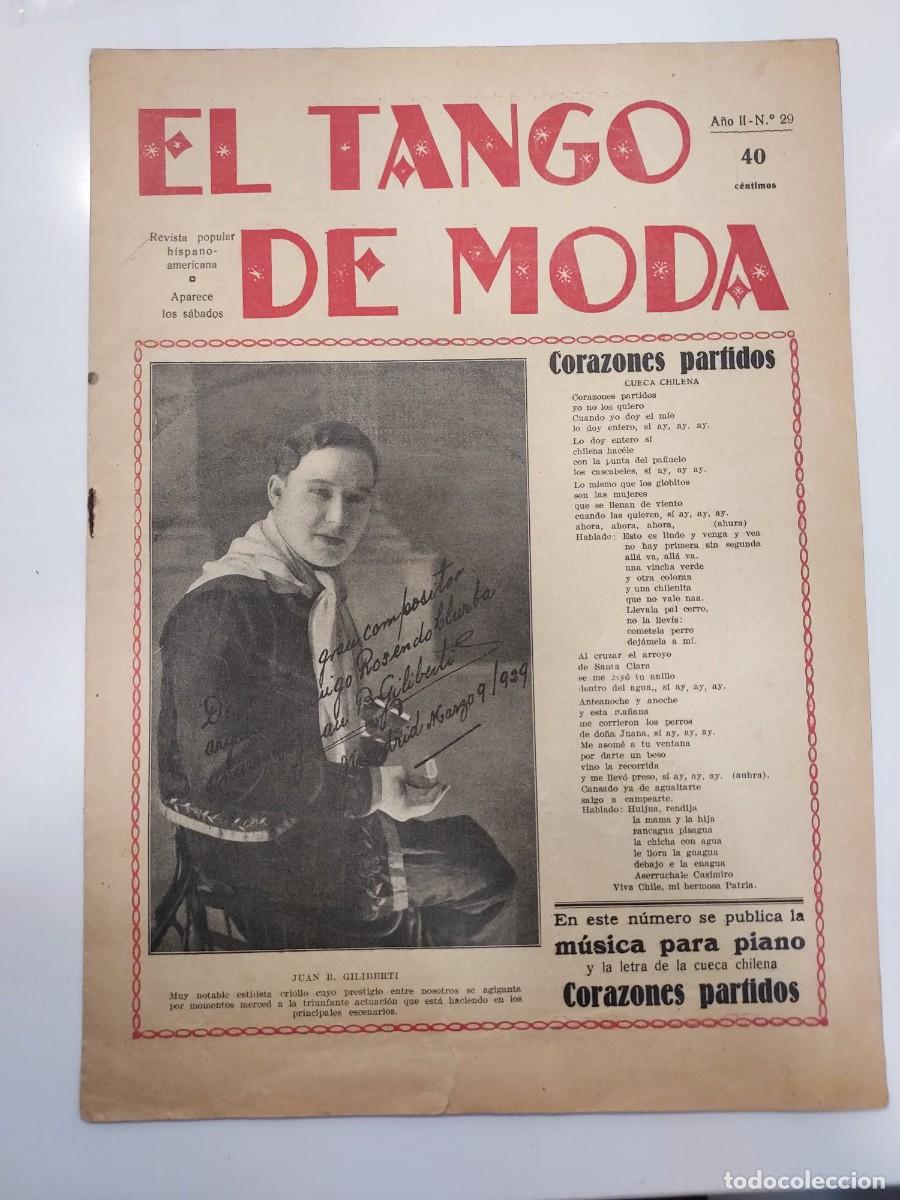 Sammeln von Zeitschriften und Zeitungen: Revista hispano-americana EL TANGO DE MODA Barcelona 20 abril 1929 29. Giliberti. Corazones partidos