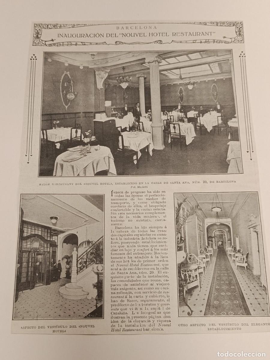 Collezionismo di Riviste e Giornali: Barcelona 1917: Inauguraci&oacute;n del &rdquo;Nouvel Hotel Restaurant&rdquo; (Santa Ana 20) &mdash; Foto Merletti. Vest&iacute;bulo