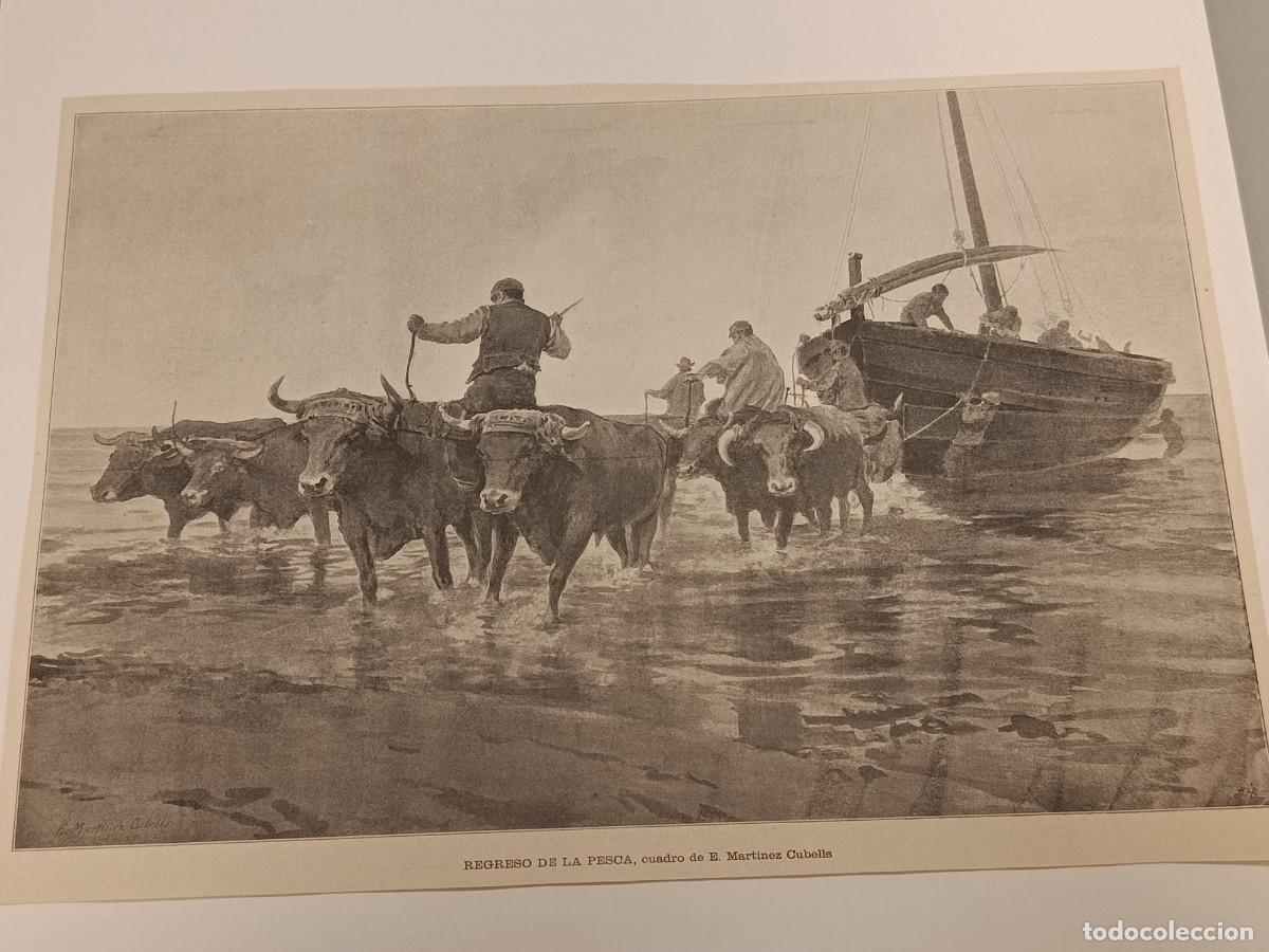 Coleccionismo de revistas y peri&oacute;dicos: Arte Costumbrista c. 1905: &rdquo;Regreso de la Pesca&rdquo; &mdash; Enrique Mart&iacute;nez Cubells. Gran Escena de Bueyes