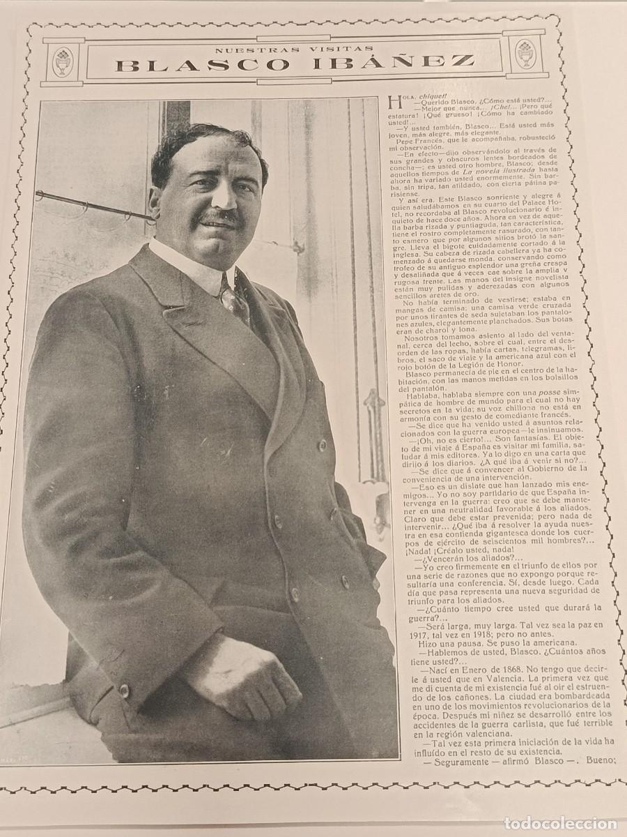 Collezionismo di Riviste e Giornali: Blasco Ib&aacute;&ntilde;ez 1915: Hist&oacute;rica Entrevista de El Caballero Audaz (La Esfera). Gran Foto de Camp&uacute;a.