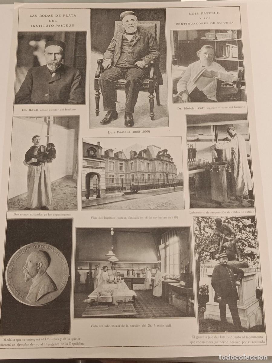 Coleccionismo de revistas y peri&oacute;dicos: Medicina 1913: Bodas de Plata del Instituto Pasteur &mdash; Fotos de Roux, Metchnikoff y Laboratorios.