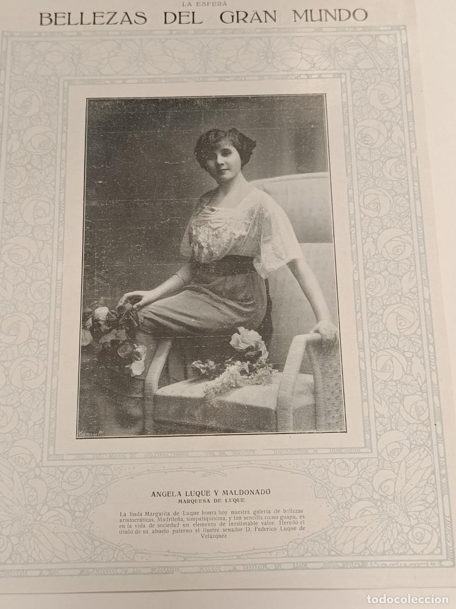 Coleccionismo de revistas y peri&oacute;dicos: Retrato Aristocr&aacute;tico 1915: &Aacute;ngela Luque y Maldonado, Marquesa de Luque. Orla Art Nouveau.