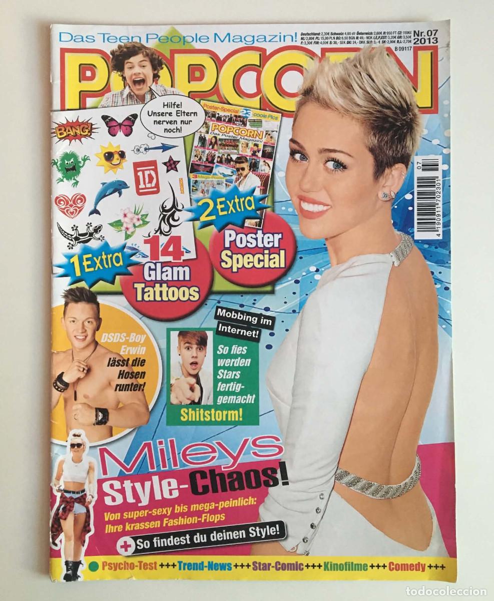 Coleccionismo de revistas y peri&oacute;dicos: Miley Cyrus Cover Page + Original 2-Page Article Clipping - Popcorn Magazine Germany 2013 Music