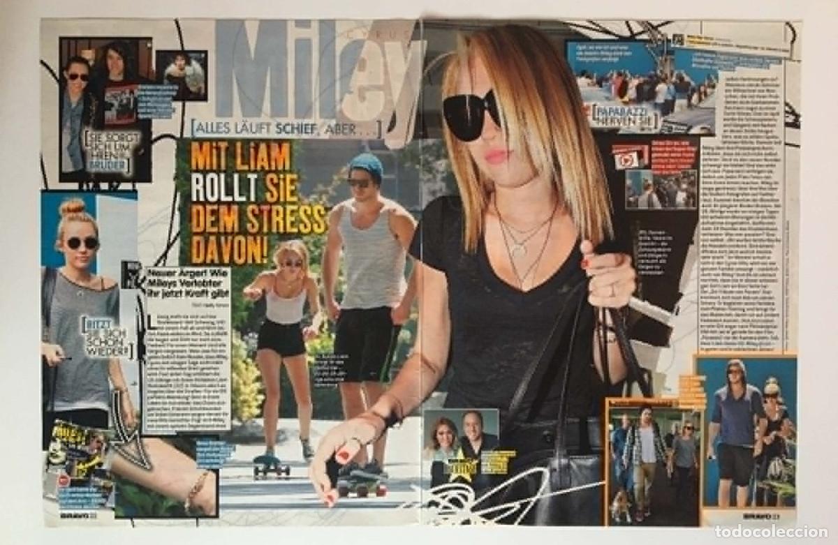 Coleccionismo de revistas y peri&oacute;dicos: Miley Cyrus & Liam Hemsworth Original 2-Page Double A4 Magazine Clipping - Bravo Germany Rare