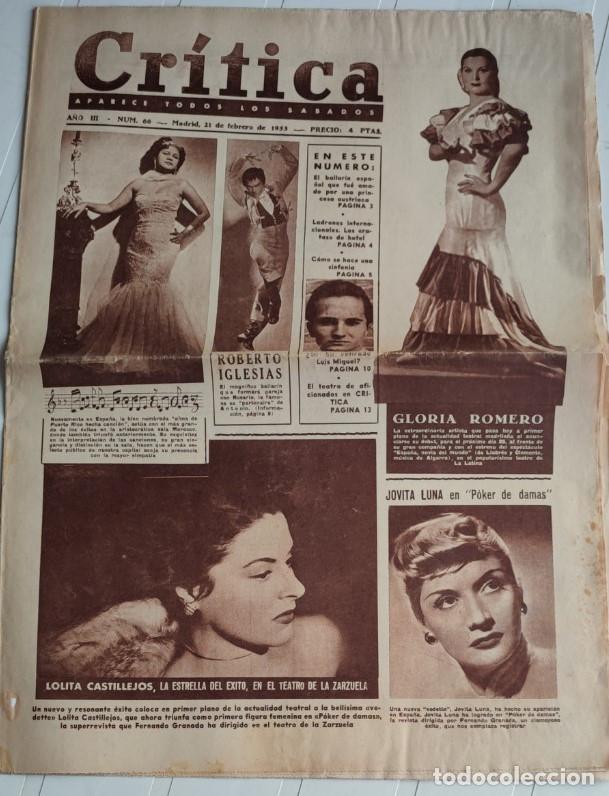 Collectionnisme de Revues et Journaux: REVISTA CRITICA A&Ntilde;O 1953, CHIRRI EL GOLFILLO MADRILE&Ntilde;O, ADIVINO TOMAS MENES, RAMON ROY, LUZ CHAVITA,