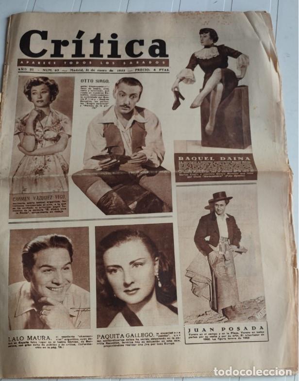 Coleccionismo de revistas y peri&oacute;dicos: REVISTA CRITICA A&Ntilde;O 1953, ADIVINO TOMAS MENES, OTTO SIRGO, CARMEN FLORES, RAQUEL DAINA, CARMEN VAZQU