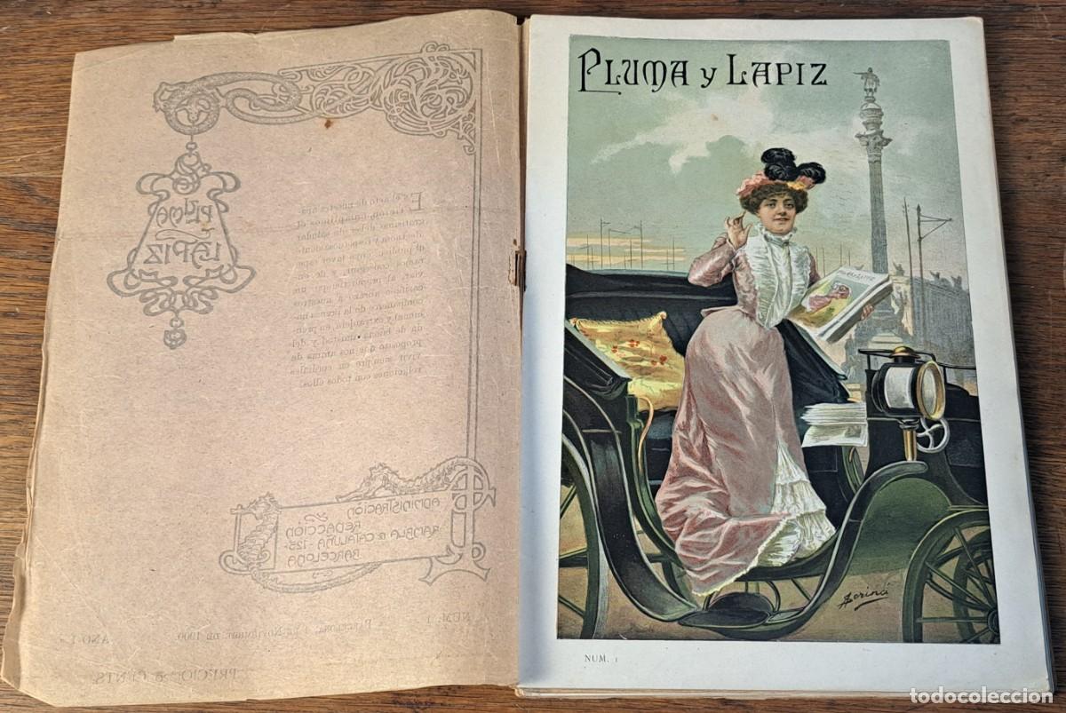 Coleccionismo de revistas y peri&oacute;dicos: Pluma y L&aacute;piz, n&ordm; 1 al 6 (1900) con sobrecubiertas
