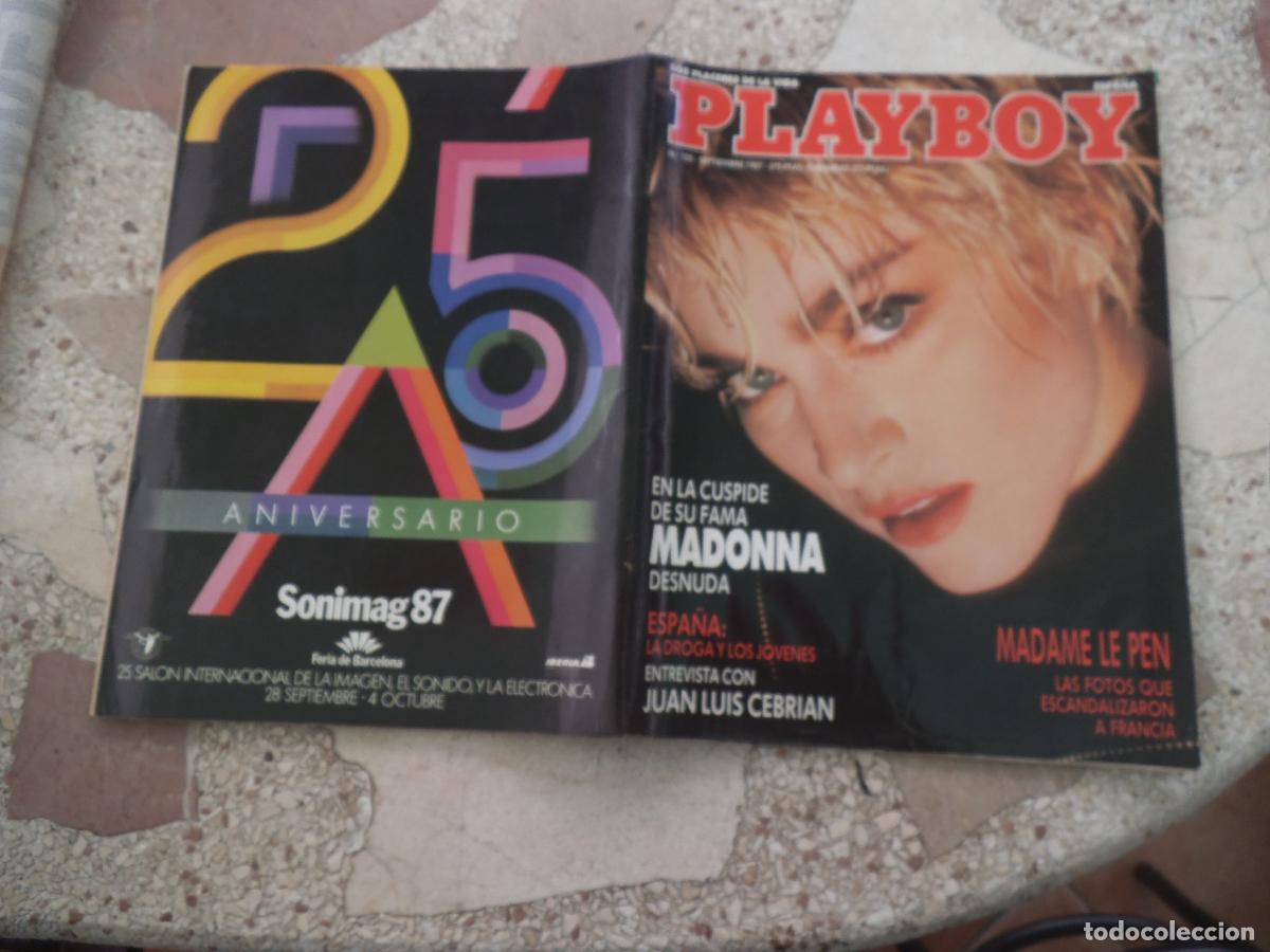 Coleccionismo de revistas y peri&oacute;dicos: playboy n&ordm; 105, madonna desnuda 11 fotos 8 paginas, poster carmen bug, madame le pen