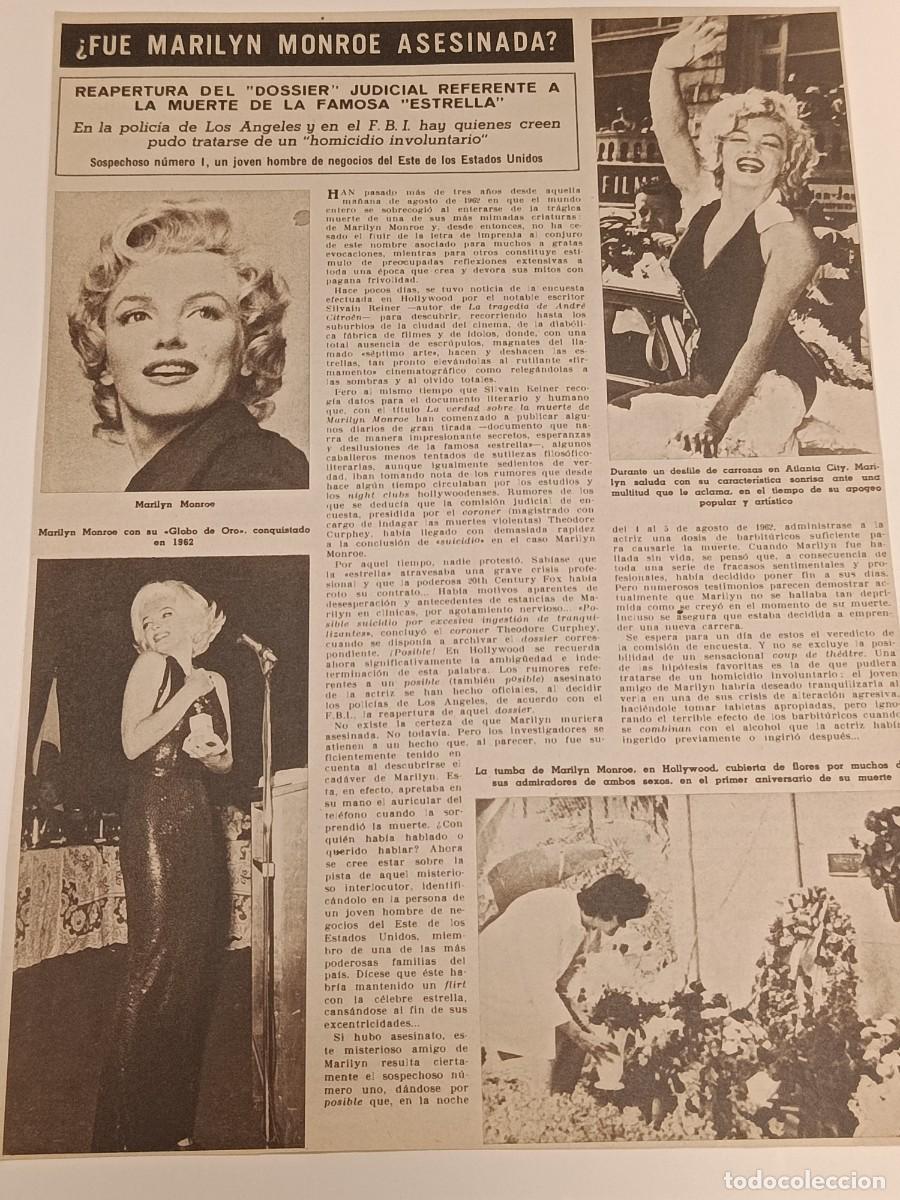 Coleccionismo de revistas y peri&oacute;dicos: Marilyn Monroe 1965: &iquest;Fue Asesinada? Reportaje de &Eacute;poca sobre Sylvain Reiner. Fotos de la Tumba