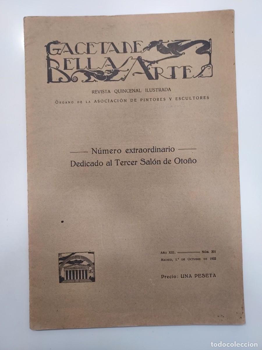 Coleccionismo de revistas y peri&oacute;dicos: REVISTA GACETA DE BELLAS ARTES 1922 201. N&uacute;mero extraordinario dedicado al TERCER SAL&Oacute;N DE OTO&Ntilde;O