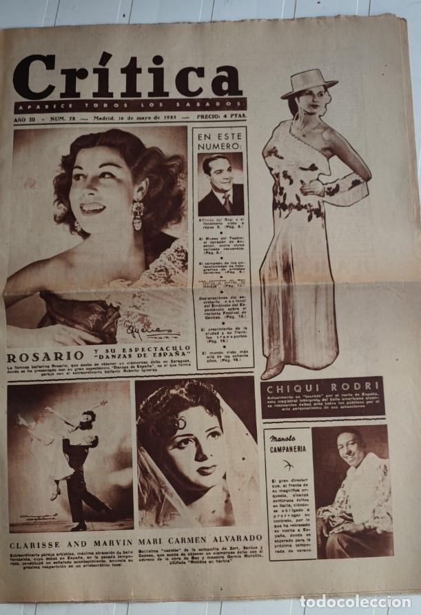 Coleccionismo de revistas y peri&oacute;dicos: REVISTA CRITICA A&Ntilde;O 1953 TRANSPORTE MUNICIPAL EN MADRID, ESTRELLITA CASTRO, ROSARIO DANZAS DE ESPA&Ntilde;A