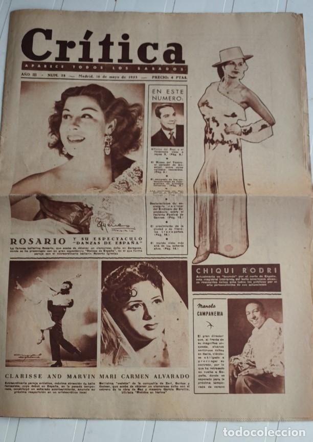 Coleccionismo de revistas y peri&oacute;dicos: REVISTA CRITICA A&Ntilde;O 1953, CHIQUI RODRI, MANOLO CAMPANERIA, CLARISSE AND MARVIN, MARI CARMEN ALVARADO