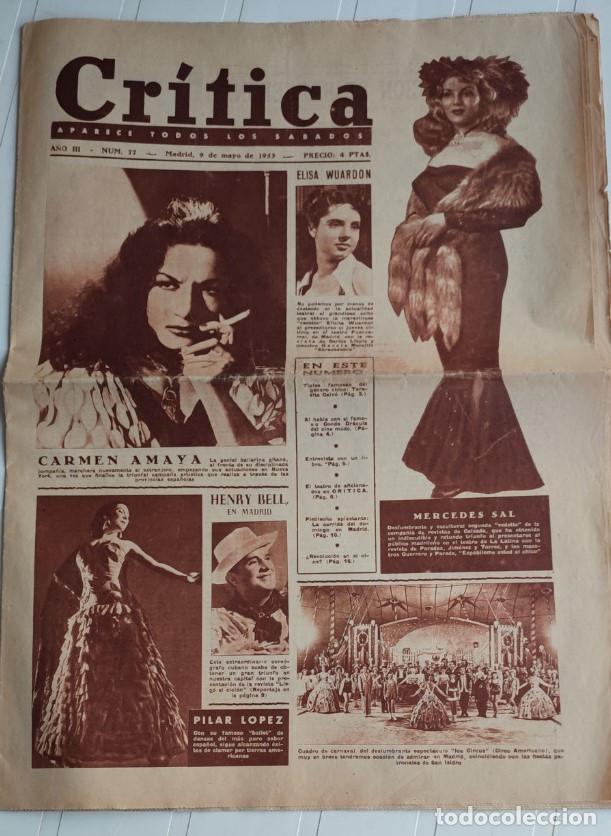 Collectionnisme de Revues et Journaux: REVISTA CRITICA A&Ntilde;O 1953, CARMEN AMAYA, TECNICOLOR Y RELIEVE REVOLUCION EN EL CINE, TERESITA CALVO,