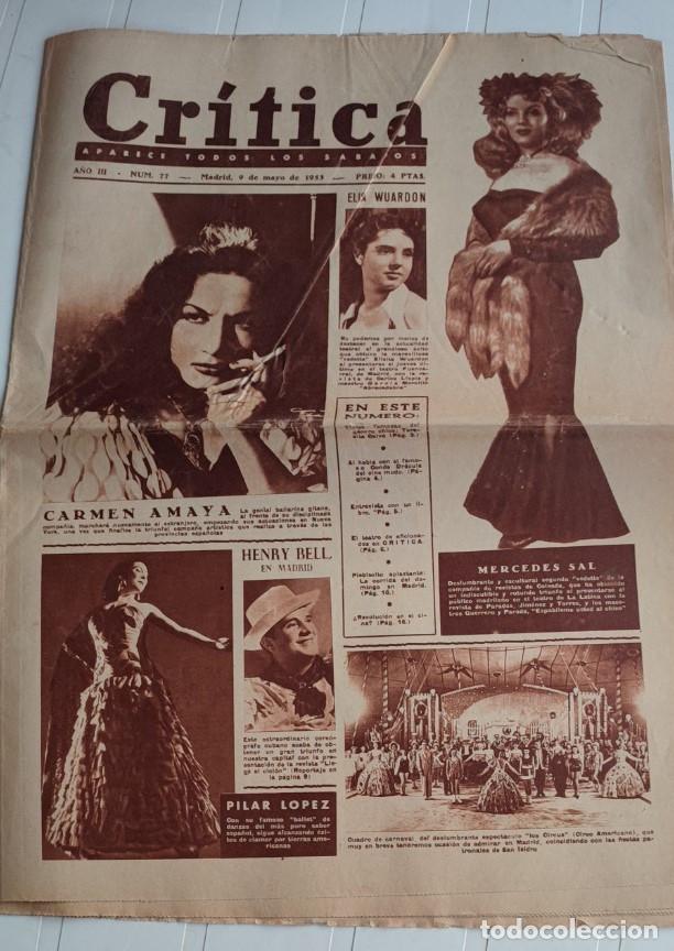 Coleccionismo de revistas y peri&oacute;dicos: REVISTA CRITICA A&Ntilde;O 1953, CARMEN AMAYA, TECNICOLOR Y RELIEVE REVOLUCION EN EL CINE, NIEVES PLAZA