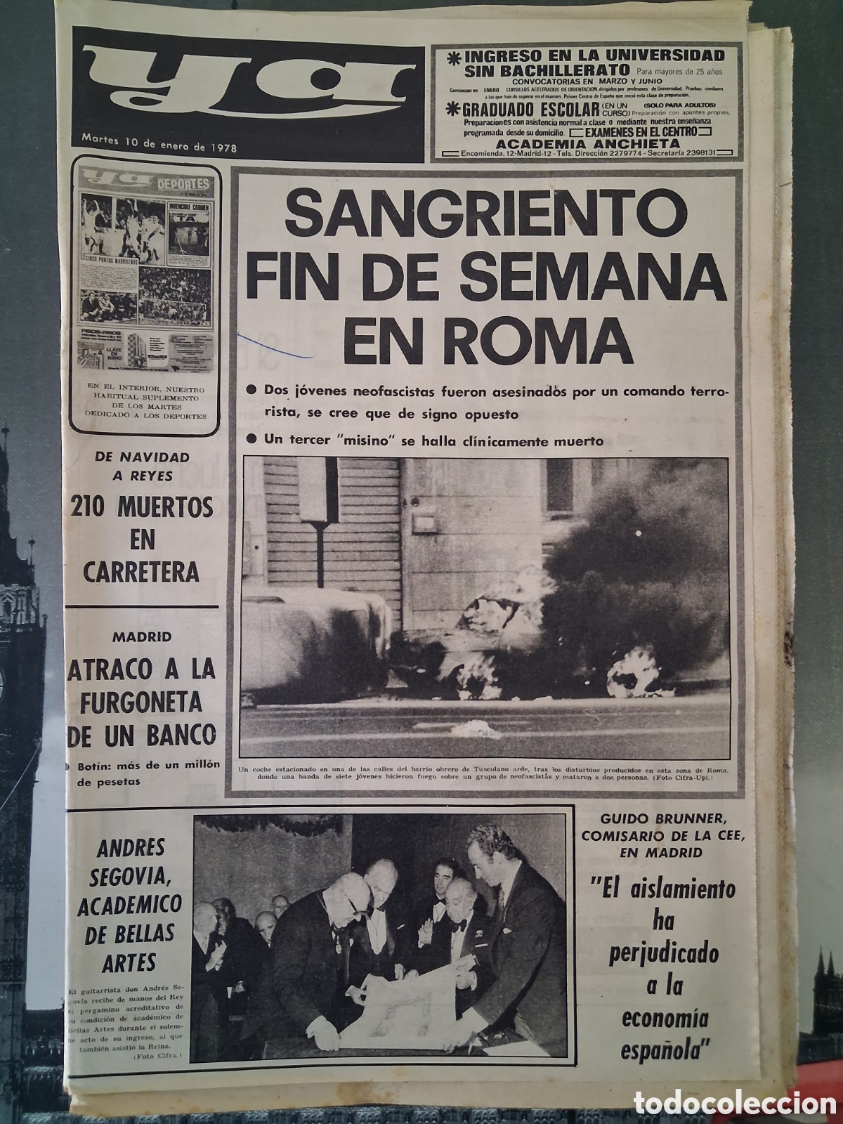 Coleccionismo de revistas y peri&oacute;dicos: Diario Ya 10/01/1978