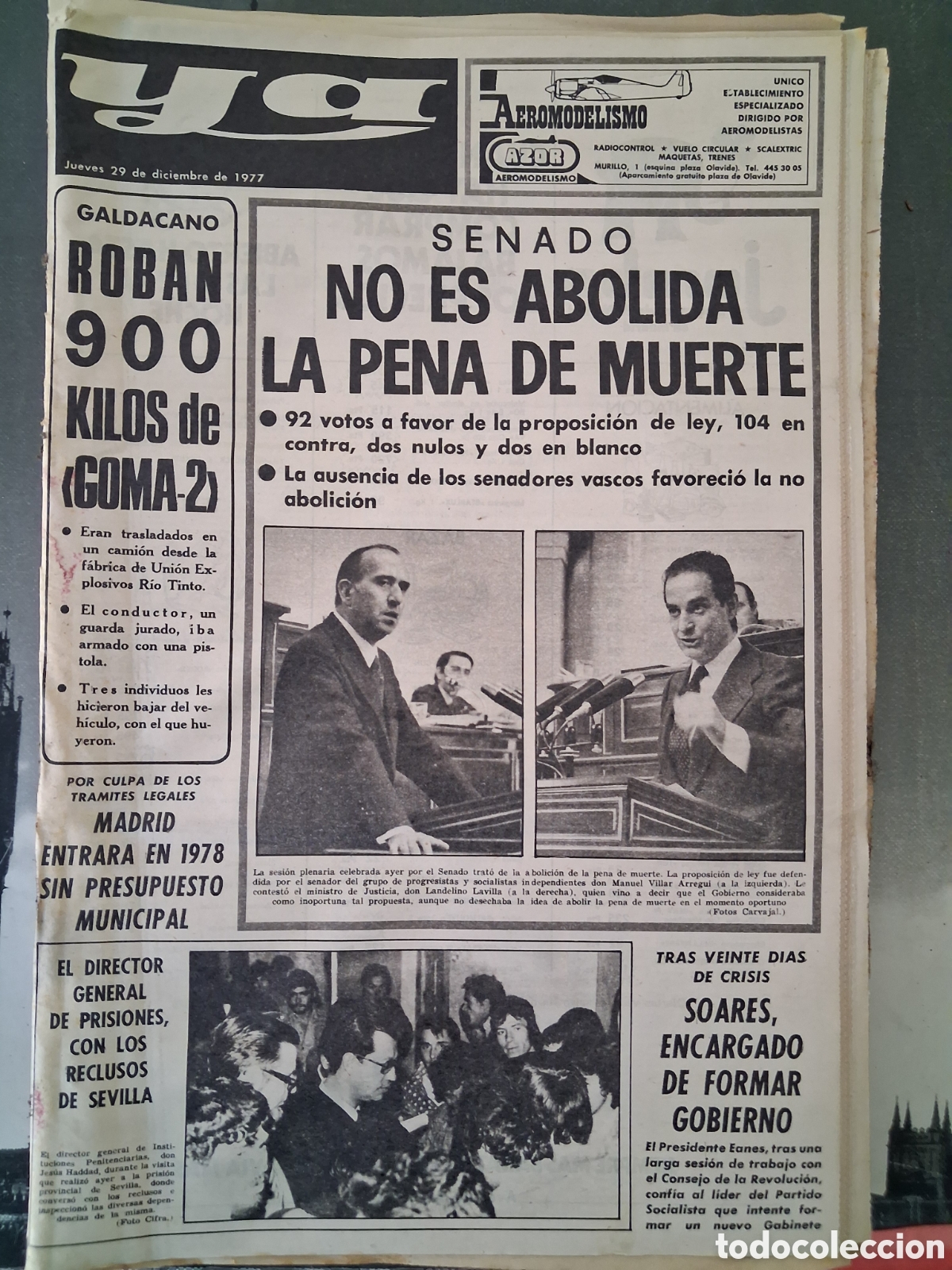 Coleccionismo de revistas y peri&oacute;dicos: Diario Ya 29/12/1977