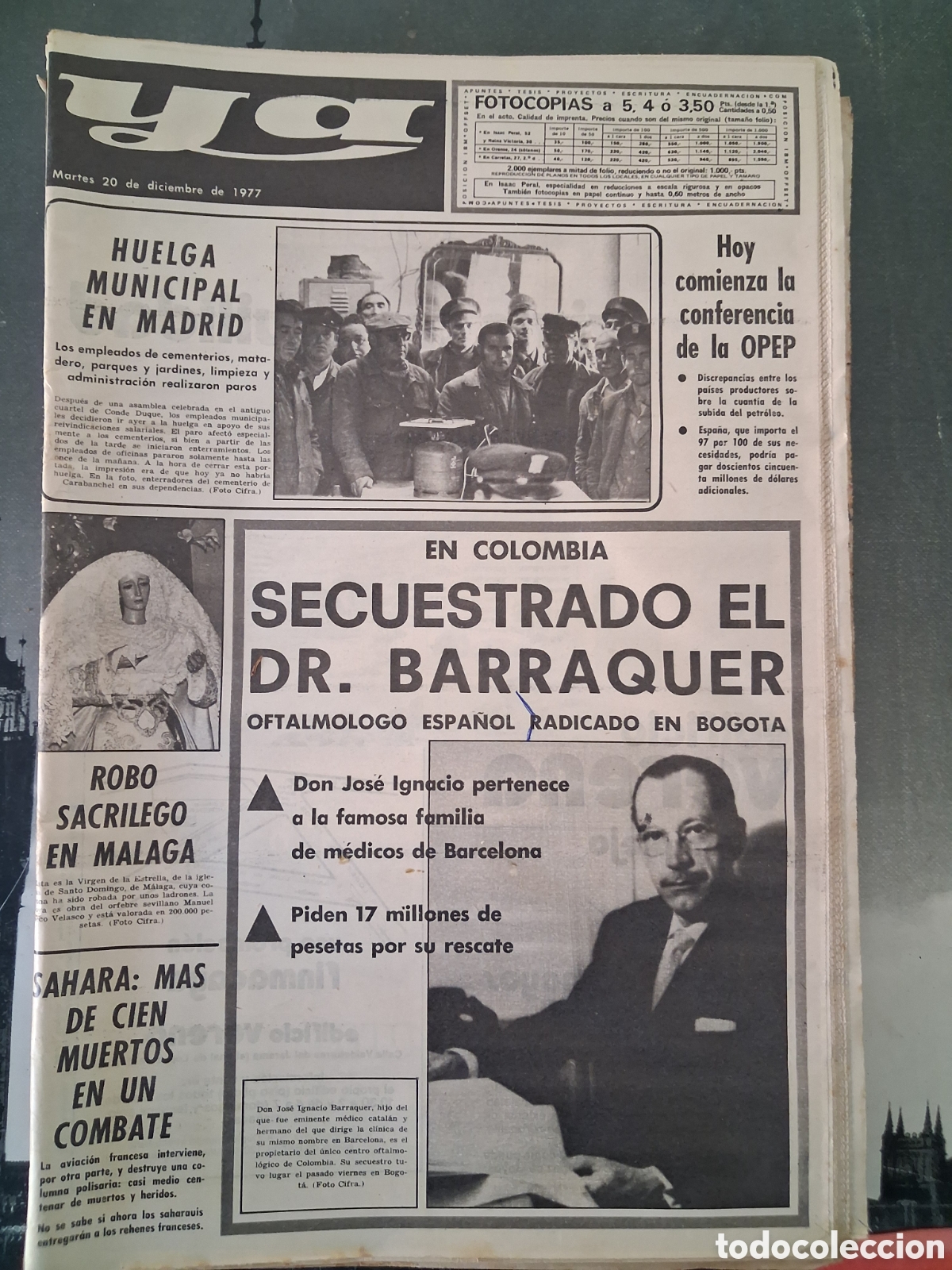 Collectionnisme de Revues et Journaux: Diario Ya 20/12/1977