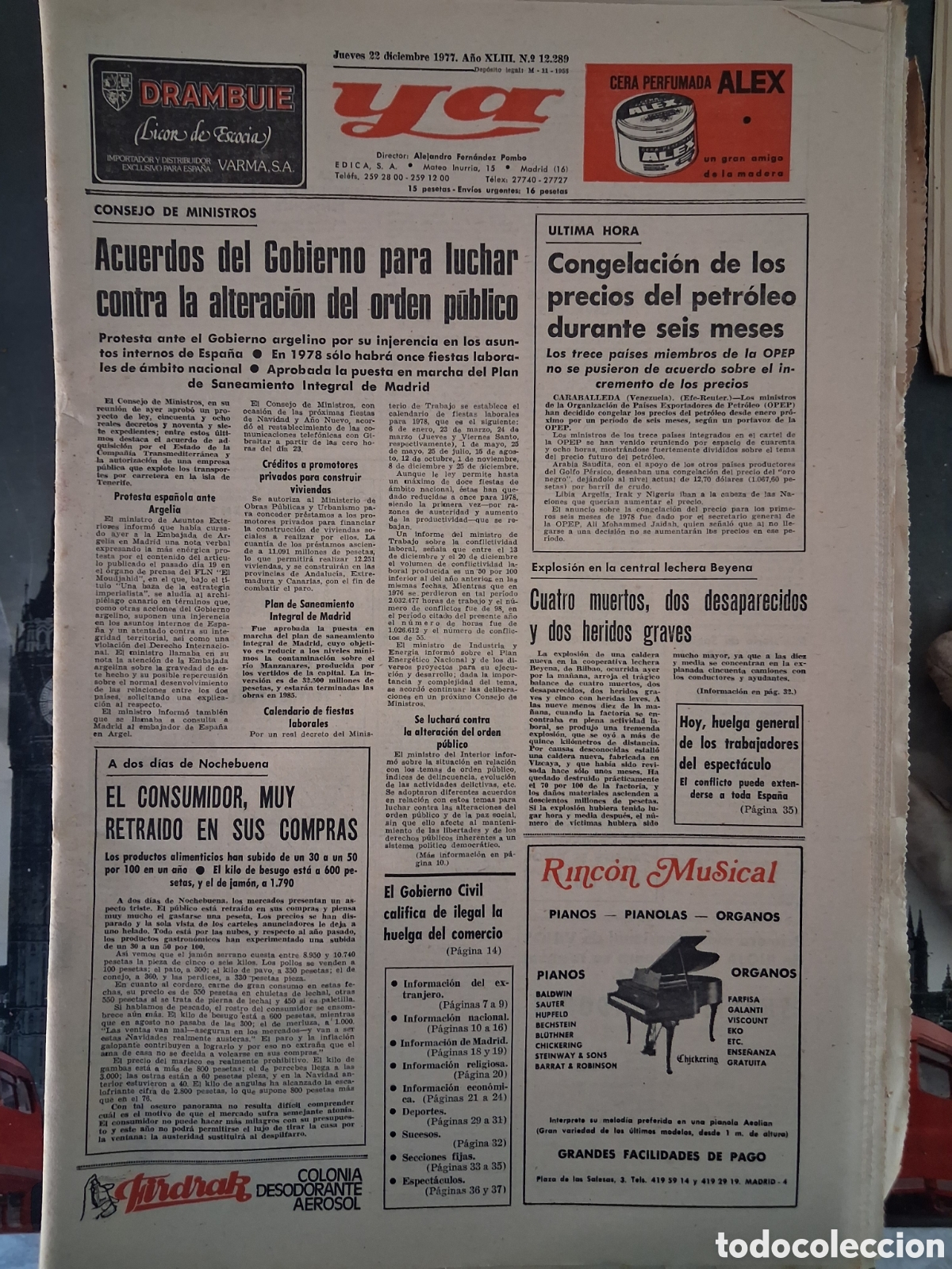 Coleccionismo de revistas y peri&oacute;dicos: Diario Ya 22/12/1977