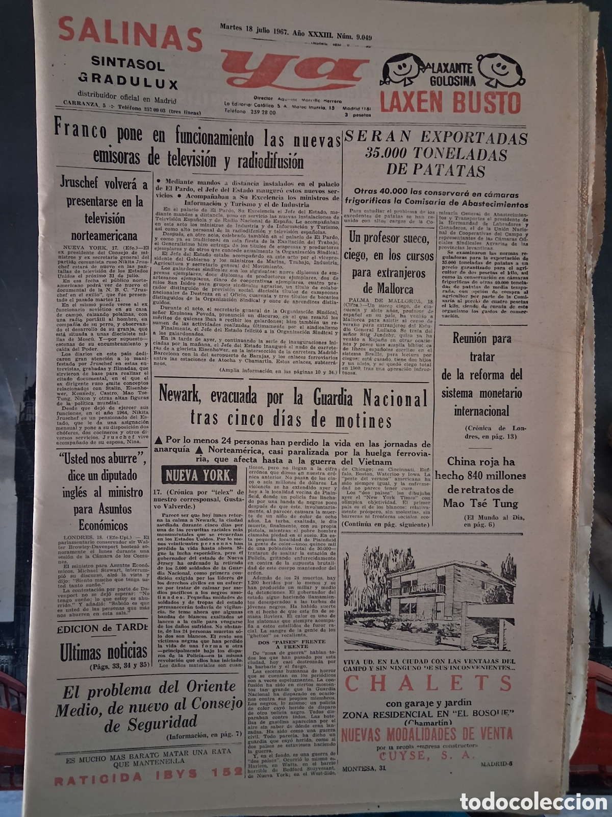 Coleccionismo de revistas y peri&oacute;dicos: Diario Ya 18/07/1967