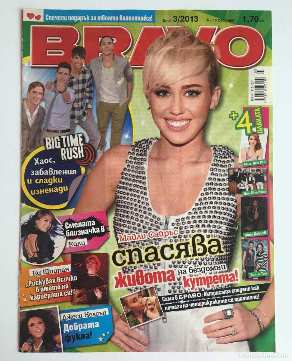 Coleccionismo de revistas y peri&oacute;dicos: Miley Cyrus Magazine Cover Page & Full 2-Page Article Clipping - Bravo Magazine Bulgaria 2013 Music
