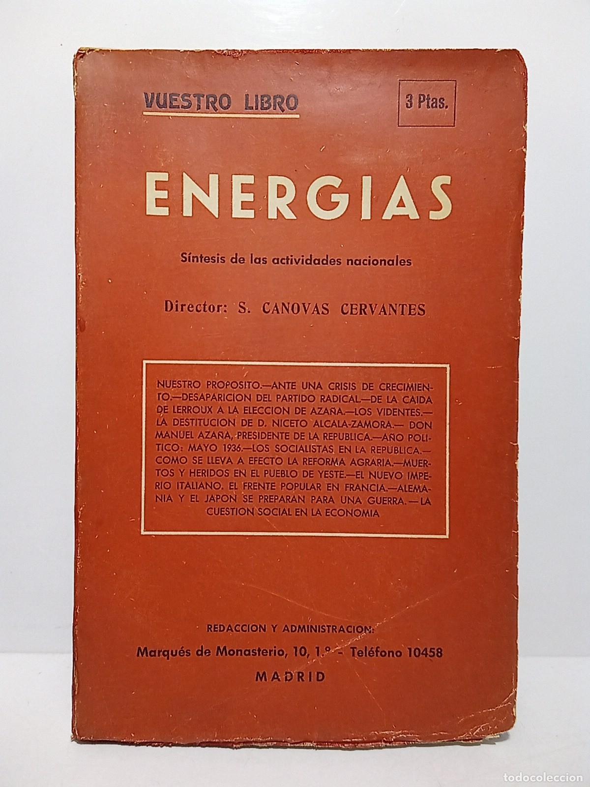 Coleccionismo de revistas y peri&oacute;dicos: ENERGIAS [Revista] (director S. C&aacute;novas Cervantes) - Energ&iacute;as. S&iacute;ntesis de las actividades nacionale