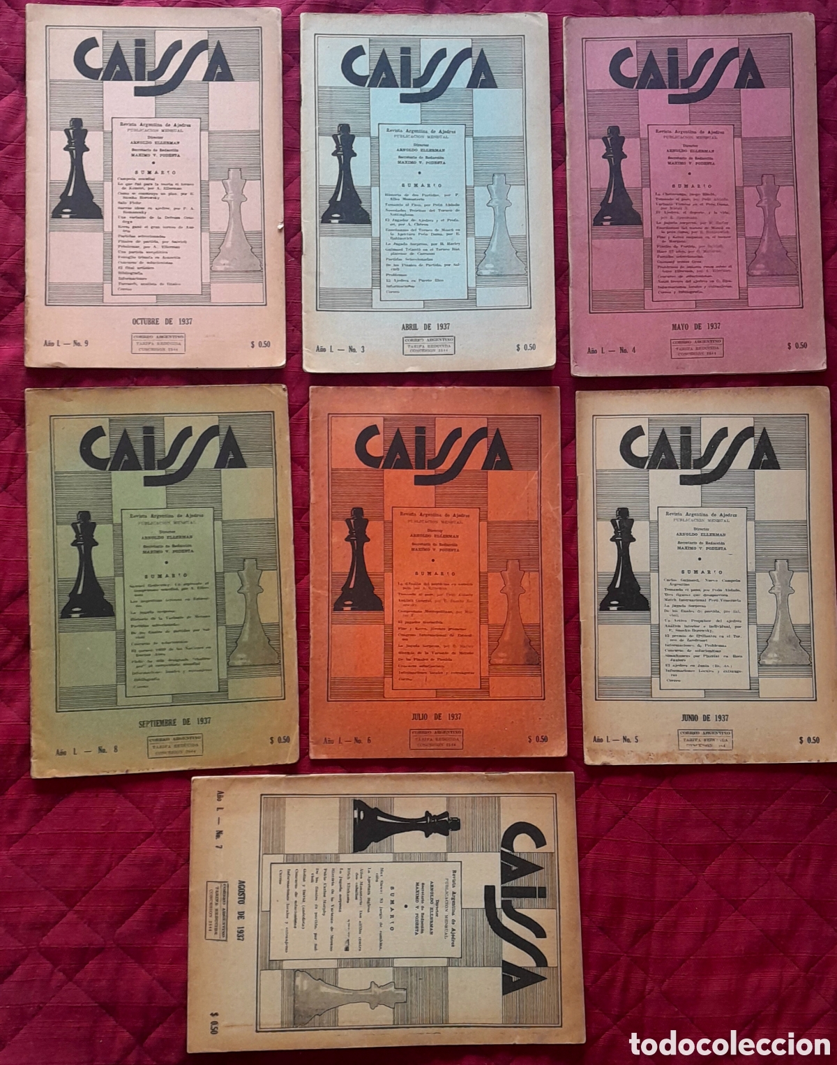 Coleccionismo de revistas y peri&oacute;dicos: Lore 7 revistas CAISSA de ajedrez. A&ntilde;o 1937
