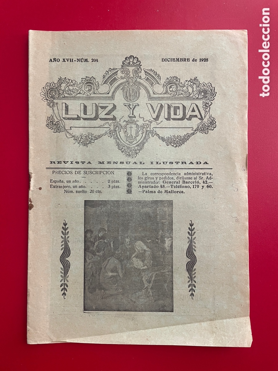 Sammeln von Zeitschriften und Zeitungen: Luz y vida. Revista Padres Teatinos. Mallorca. A&ntilde;o 1928.